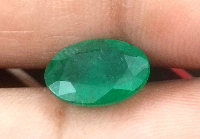2.41ct GSI Certified Deep Green Zambian Emerald Minor Oiled Loose Gemstone