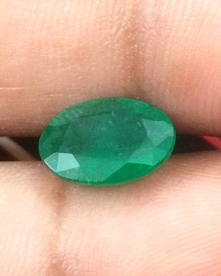 2.41ct GSI Certified Deep Green Zambian Emerald Minor Oiled Loose Gemstone