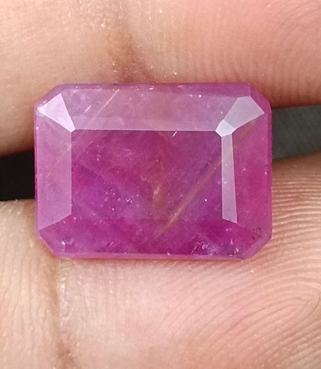 African Ruby 10.80ct Natural Certified Untreated Emerald Cut Loose Gemstone