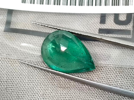 Zambian Emerald 4.83ct Natural Certified Medium Deep Forest Green Pear Cut Loose Gemstone