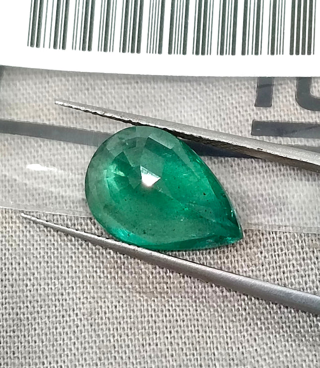 Zambian Emerald 4.83ct Natural Certified Medium Deep Forest Green Pear Cut Loose Gemstone