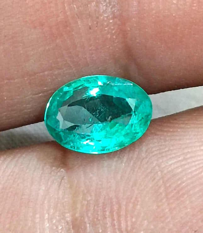 1.20ct Bright Medium Light Green Zambian Natural Emerald Oval Cut SGL Certified Gemstone
