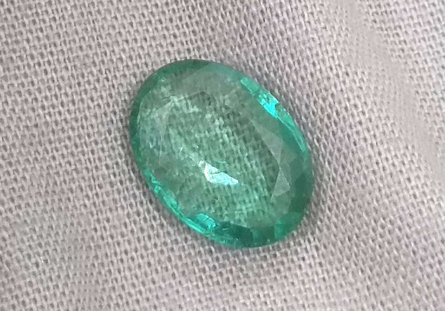 2.74ct GSI USA Certified Water Green Zambian Emerald Minor Oiled Loose Gemstone