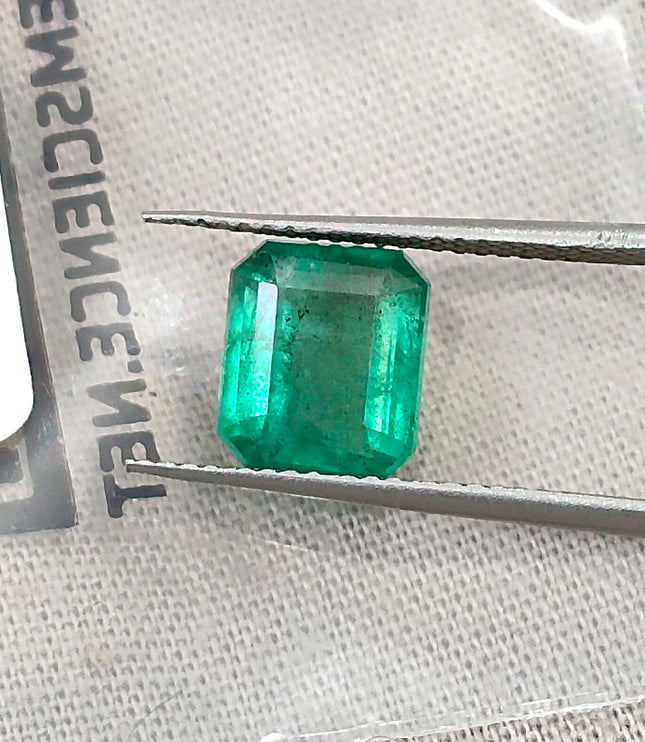 2.37ct Zambian Emerald, Certified Natural Medium Green Octagon Cut Gemstone