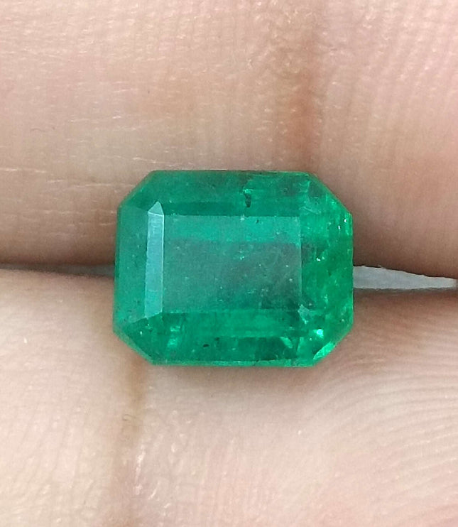 Certified 2.38ct Natural Zambian Emerald, Vivid Green Stone