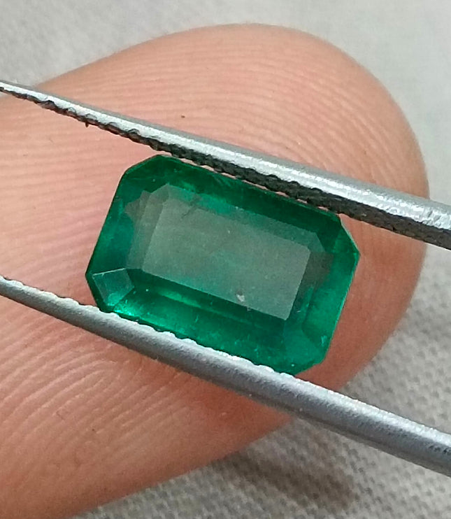 2.08ct Zambian Emerald, Natural Certified Deep Green Octagon Cut Gemstone