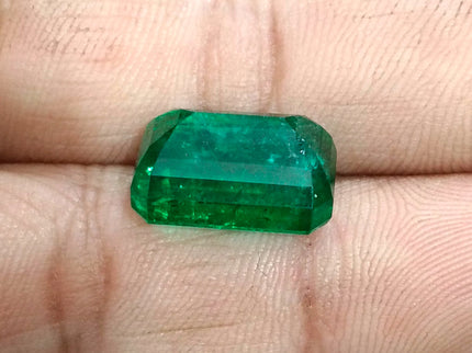 11.10ct Zambian Emerald Vivid Deep Green Octagon Cut Natural Gemstone