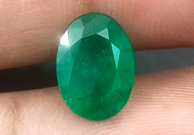 2.41ct GSI Certified Deep Green Zambian Emerald Minor Oiled Loose Gemstone