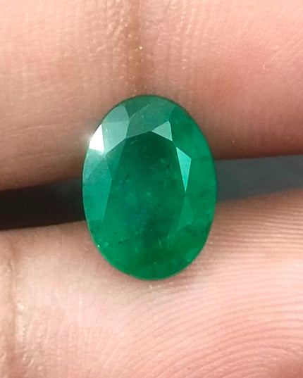 2.41ct GSI Certified Deep Green Zambian Emerald Minor Oiled Loose Gemstone