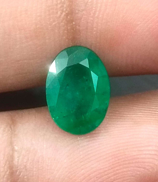Zambian Emerald 2.41ct Certified Natural Deep Green Oval Cut Loose Stone