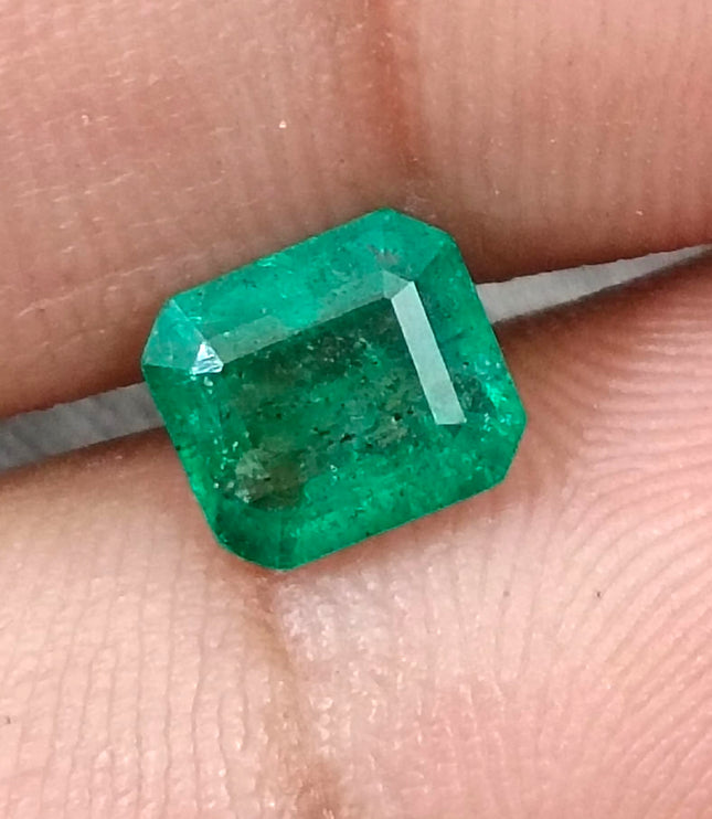 Zambian Emerald 1.57ct Medium Deep Spring Green Certified Octagon Cut Gemstone