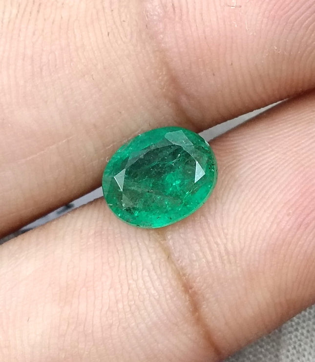Emerald Natural Zambia 2.34ct SGL Certified Spring Green Color Oval Cut Loose Gemstone