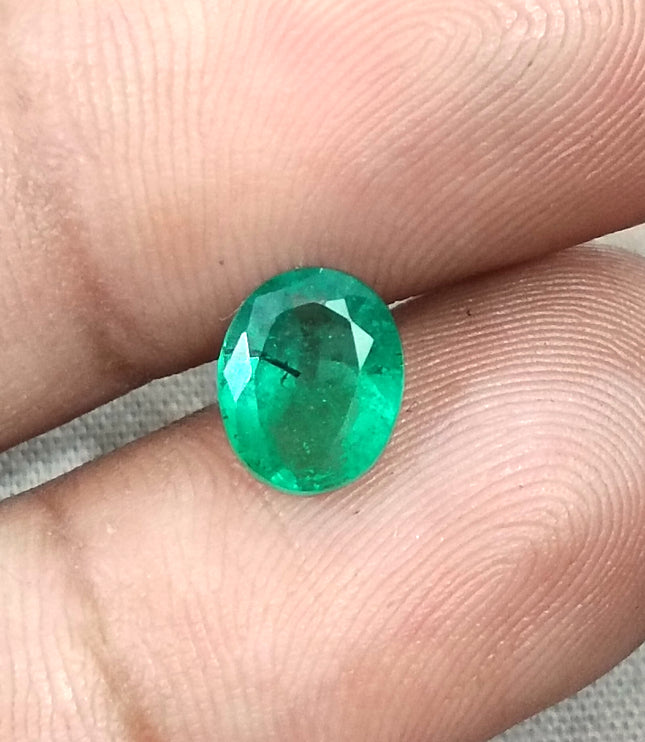 1.64ct Emerald Natural Zambia Vivid Medium Deep Green Oval Gemstone