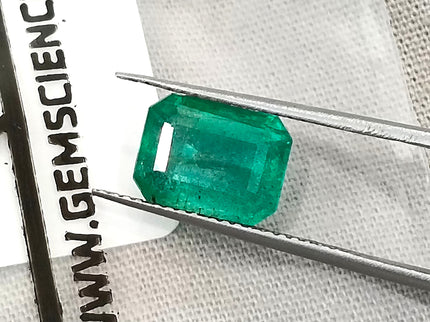 2.93ct Zambian Emerald, Natural Certified Medium bluish Green Octagon Cut Gemstone