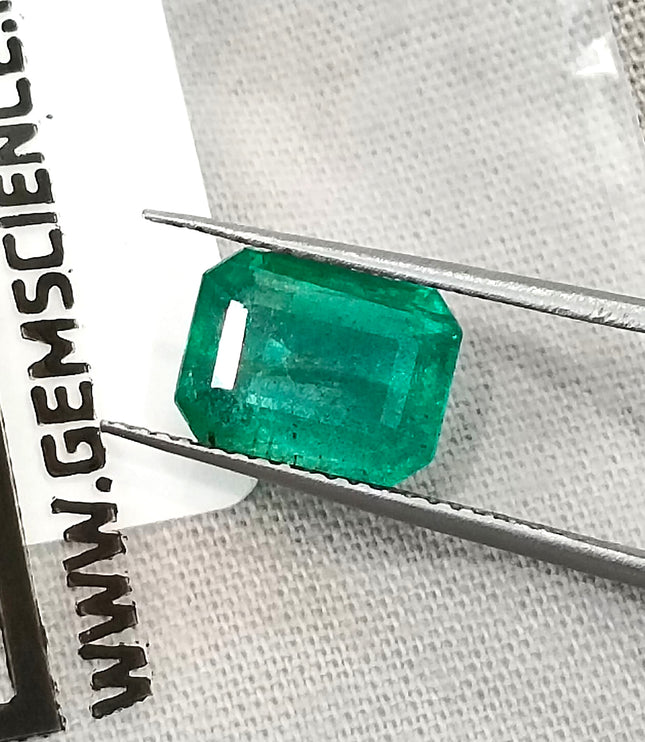 2.93ct Zambian Emerald, Natural Certified Medium bluish Green Octagon Cut Gemstone