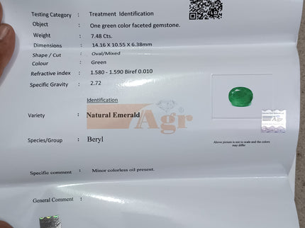 Natural Emerald 7.48ct Certified Deep Glass Green Oval Cut Loose Stone