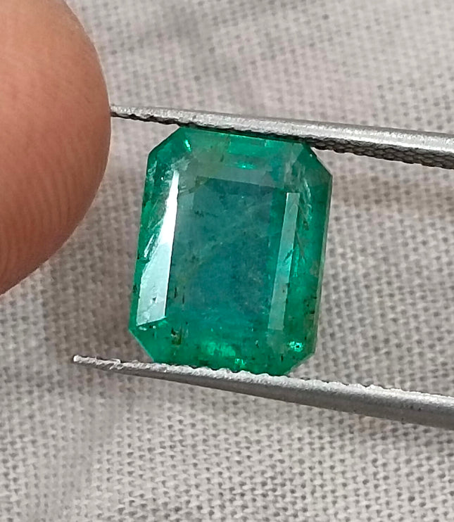 3.03ct Zambian Emerald, Certified Medium Green Octagon Cut Loose Gemstone