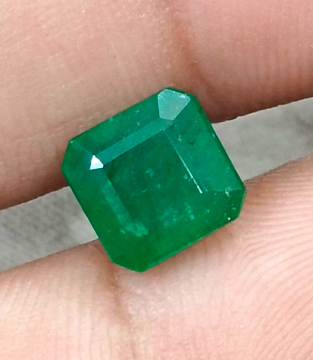 2.72ct Zambian Natural Emerald Deep Green GSI Certified Octagon Cut Loose Stone