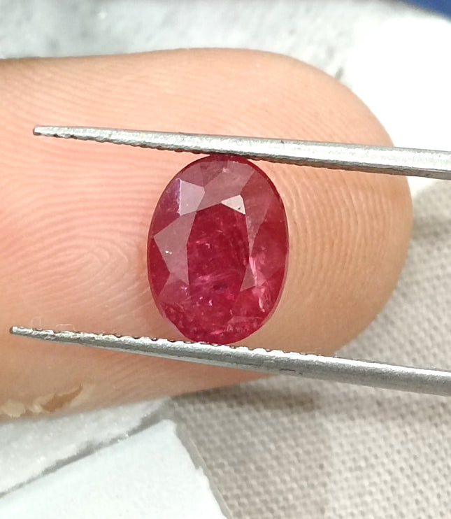 1.74ct Unheated Mozambique Ruby SGL Certified Wine Red Oval Cut Loose Gemstone