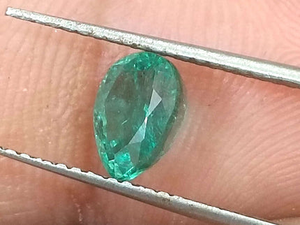Certified 0.99ct Natural Zambian Emerald Stone Medium Deep Green Pear Cut