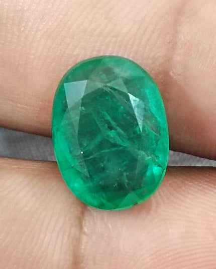 Big 7.48ct Panjshir Emerald, Medium Spring Green Oval Cut Natural Minor Oiled Loose Gemstone