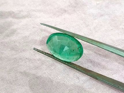GSI Certified 2.77ct Panjshir Emerald Natural Medium Light Green Oval Cut Gemstone