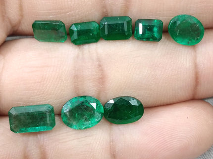 11.01ct Natural Emerald Parcel Zambia Mixed Cut Medium Deep Green Gemstones