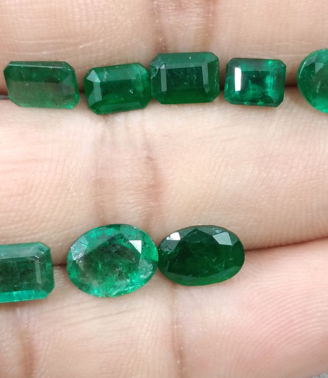 11.01ct Natural Emerald Parcel Zambia Mixed Cut Medium Deep Green Gemstones
