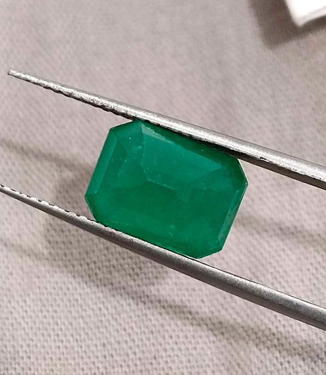 Zambian Emerald 3.29ct Deep Green Octagon Cut Gemstone