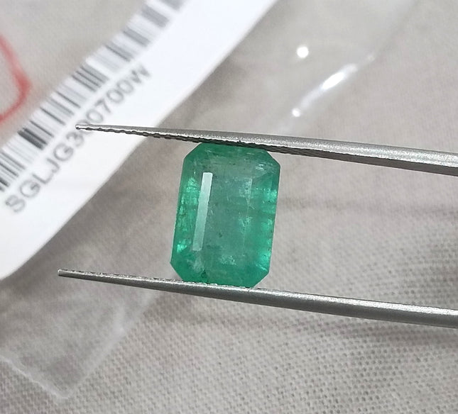 Russian Emerald 2.71ct Sea Green SGL Certified Octagon Cut Minor Oil Gemstone