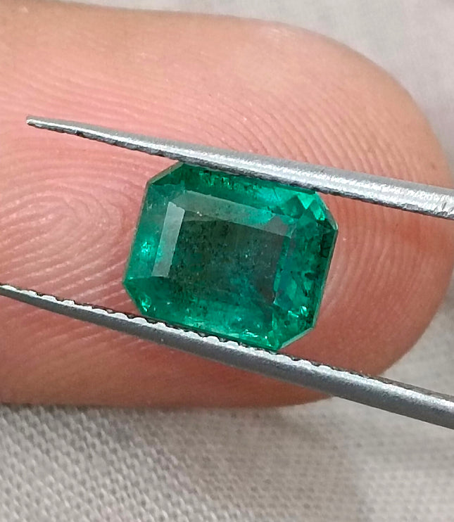 Zambian Emerald 1.80ct Certified Natural Medium Deep Green Octagon Cut Gemstone