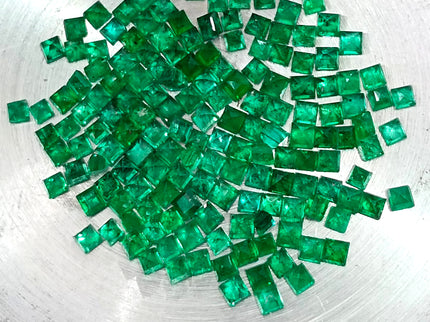 13.65ct Natural Panjshir Emerald Lot Calibrated Deep Vivid Green Princess Cut Gemstone