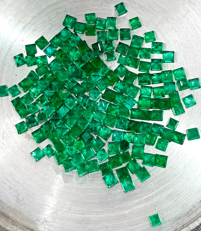 13.65ct Natural Panjshir Emerald Lot Calibrated Deep Vivid Green Princess Cut Gemstone