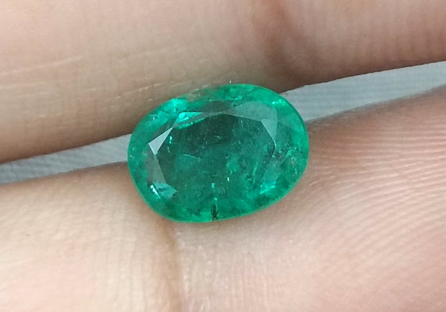 1.87ct GSI USA Certified Medium Deep Green Zambian Emerald Minor Oiled Loose Gemstone