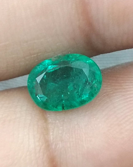 1.87ct GSI USA Certified Medium Deep Green Zambian Emerald Minor Oiled Loose Gemstone