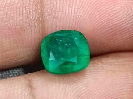 Colombian Emerald 3.14ct Deep Pure Velvet Green Natural Certified Cushion Cut Gemstone