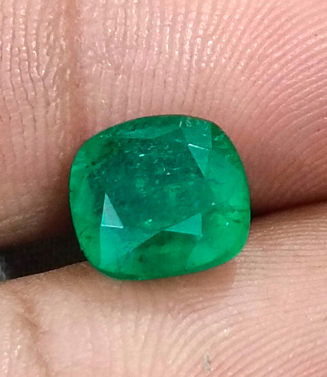 Colombian Emerald 3.14ct Deep Pure Velvet Green Natural Certified Cushion Cut Gemstone