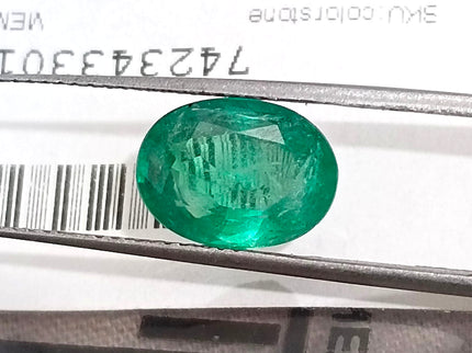 2.68ct Natural Emerald GSI Certified Medium Green Oval Cut Stone