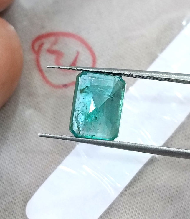 Natural Emerald 2.65ct SGL Certified Zambia Sea Green Octagon Cut Minor Oiled Gemstone