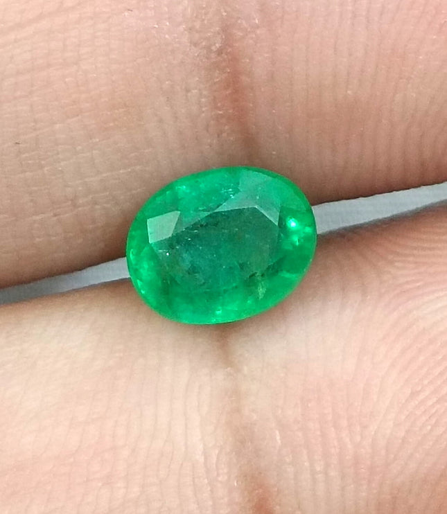 1.70ct Natural Panjshir Emerald Medium Vivid Green Oval Cut Loose Gemstone