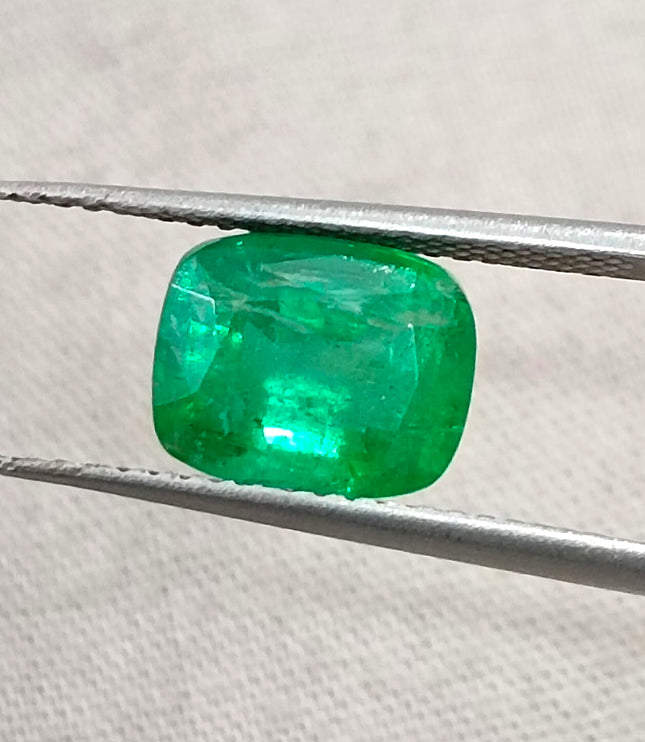 Panjshir Emerald 2.07ct Vivid Medium Deep Green Certified Natural Cushion Cut Loose Gemstone