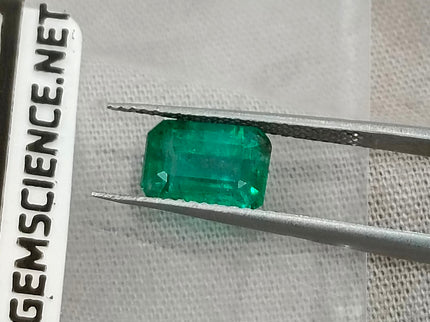 2.00ct Deep Green Zambian Emerald, Certified Natural Octagon Cut Gemstone