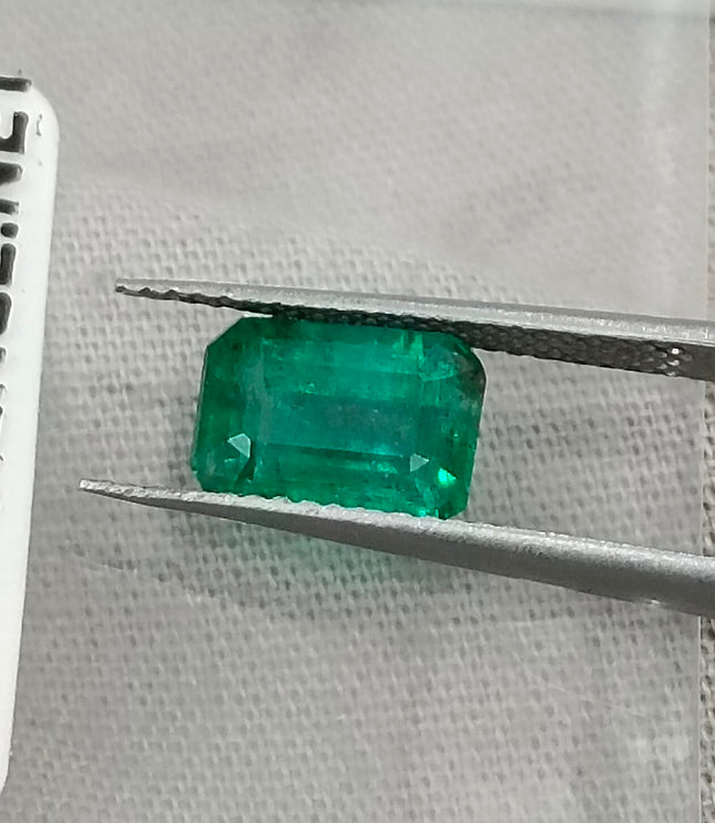 2.00ct Deep Green Zambian Emerald Certified Natural Octagon Cut Gemstone
