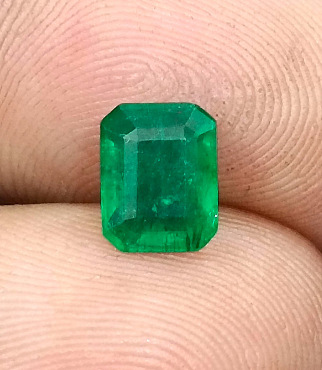 1.44ct Deep Green Zambian Emerald, Certified Natural Octagon Cut Loose Stone