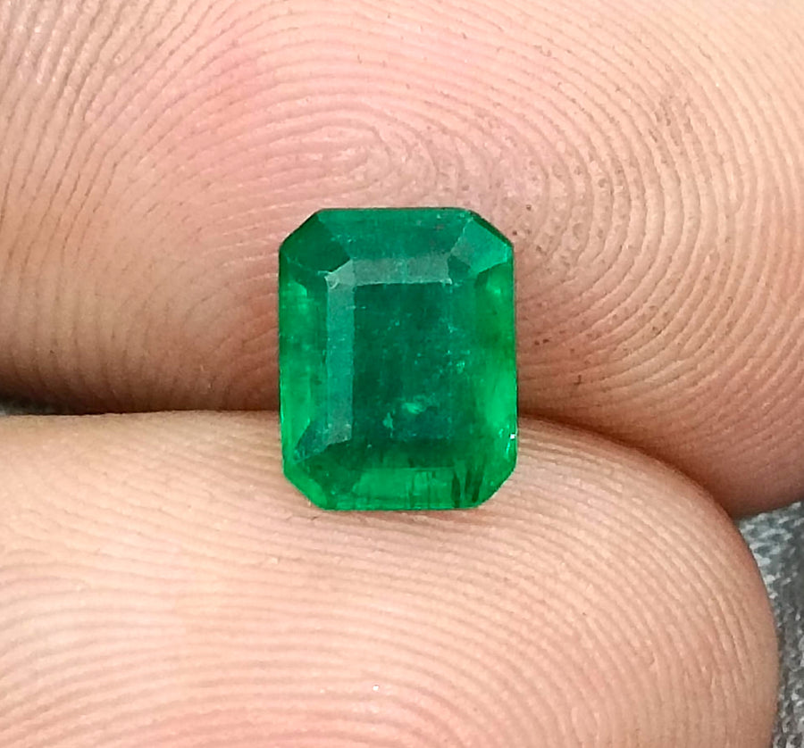 1.44ct Deep Green Zambian Emerald, Certified Natural Octagon Cut Loose Stone