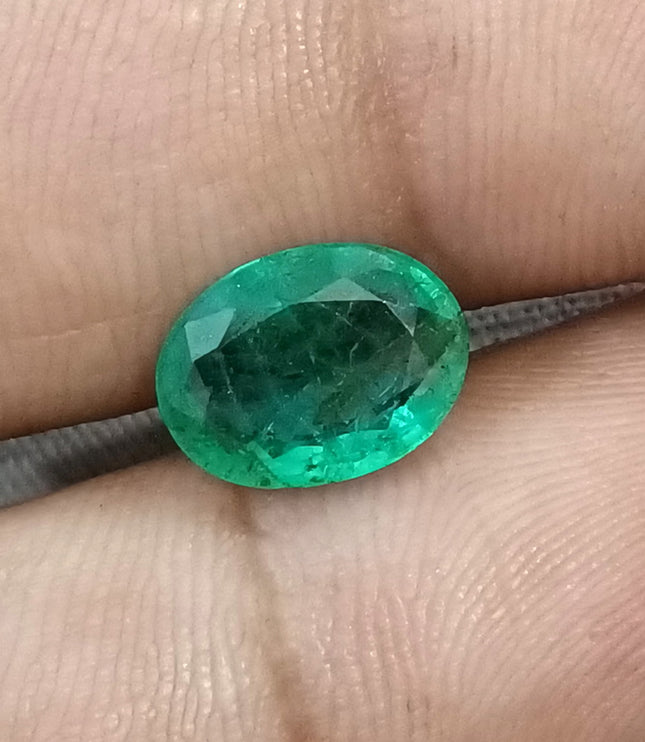 2.16ct Natural Zambian Emerald SGL Certified Medium Green Oval Cut Gemstone
