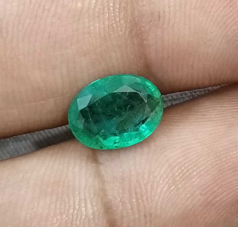 2.16ct Natural Zambian Emerald SGL Certified Medium Green Oval Cut Gemstone