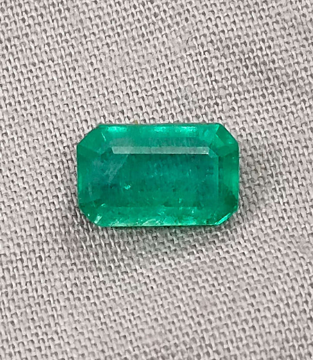 Panjshir Emerald 2.18ct Certified Medium Light Green Octagon Cut Loose Gemstone