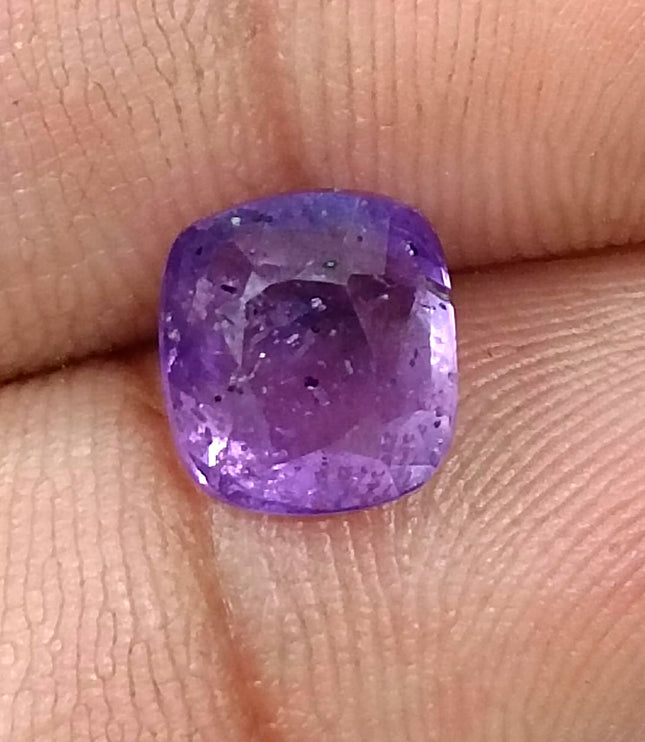3.89ct Purple Sapphire, Certified Natural Unheated Sri Lanka Origin Cushion Cut Loose Gemstone
