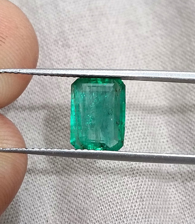 Natural Emerald 2.08ct Medium Green Zambian SGL Certified Octagon Cut Minor Oiled Loose Gemstone